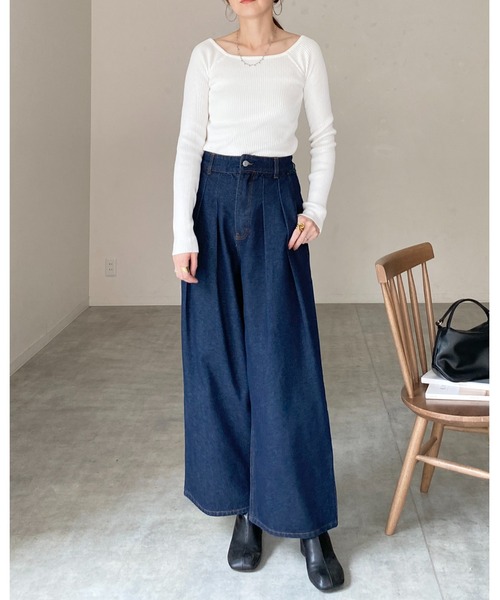 She's Closet(シーズクローゼット)の「デコルテ見せタイト長袖ボートネックリブニットトップス(ニット/セーター・レディース・杢グレー/オフホワイト/ブラック/ネイビー/ミント・FREE)」の17枚目の写真