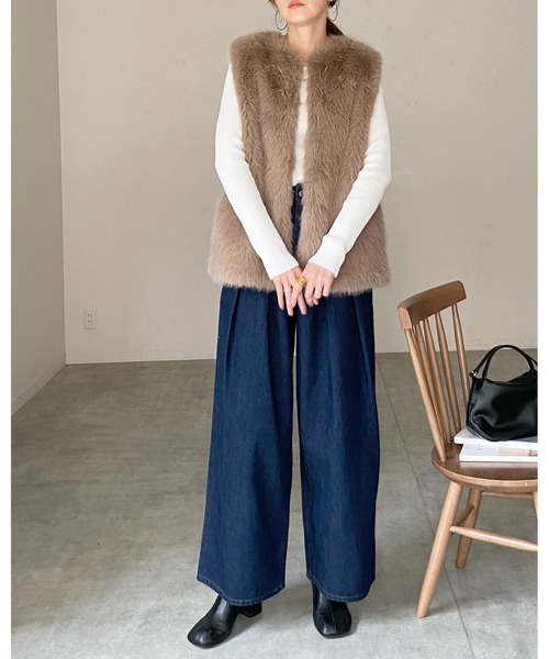 She's Closet(シーズクローゼット)の「デコルテ見せタイト長袖ボートネックリブニットトップス(ニット/セーター・レディース・杢グレー/オフホワイト/ブラック/ネイビー/ミント・FREE)」の7枚目の写真
