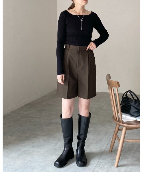 She's Closet(シーズクローゼット)の「デコルテ見せタイト長袖ボートネックリブニットトップス(ニット/セーター・レディース・杢グレー/オフホワイト/ブラック/ネイビー/ミント・FREE)」の14枚目の写真
