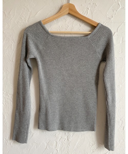 She's Closet(シーズクローゼット)の「デコルテ見せタイト長袖ボートネックリブニットトップス(ニット/セーター・レディース・杢グレー/オフホワイト/ブラック/ネイビー/ミント・FREE)」の15枚目の写真