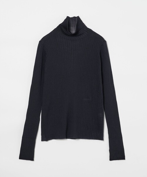 conte（コンテ）の「＜conte＞シアー リブ タートルネックニット（ニット/セーター・レディース・ベージュ/ネイビー/ライム/グレー系・FREE）」の4枚目の写真