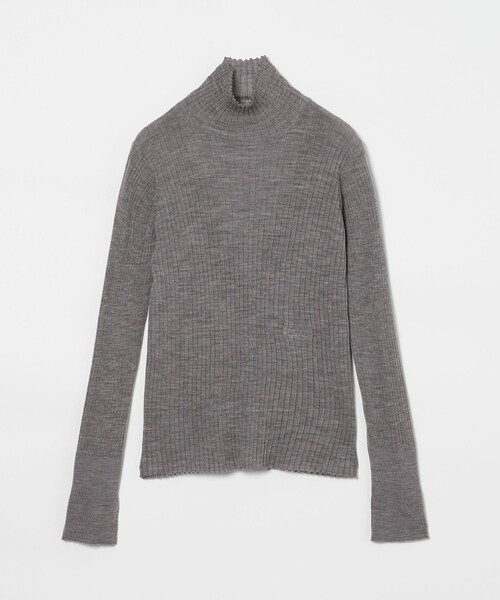 conte（コンテ）の「＜conte＞シアー リブ タートルネックニット（ニット/セーター・レディース・ベージュ/ネイビー/ライム/グレー系・FREE）」の5枚目の写真