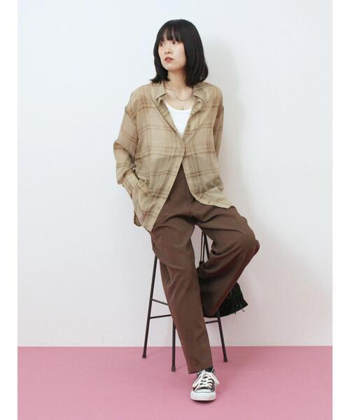 Samansa Mos2 blue(サマンサモスモスブルー)の「シアーチェックシャツ(シャツ/ブラウス・レディース・ベージュ/ブラック/ブラウン・F)」の20枚目の写真