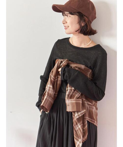 Samansa Mos2 blue(サマンサモスモスブルー)の「シアーチェックシャツ(シャツ/ブラウス・レディース・ベージュ/ブラック/ブラウン・F)」の12枚目の写真
