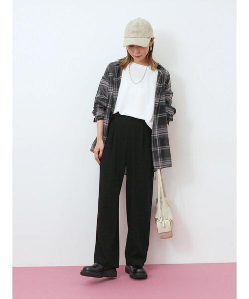 Samansa Mos2 blue(サマンサモスモスブルー)の「シアーチェックシャツ(シャツ/ブラウス・レディース・ベージュ/ブラック/ブラウン・F)」の9枚目の写真