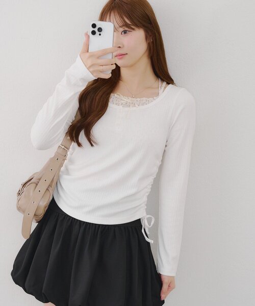 continuer de NICE CLAUP(コンティニューデナイスクラップ)の「ドッキングドロストロンT(Tシャツ/カットソー・レディース・オフホワイト/ブルー/ブラック・FREE)」の1枚目の写真