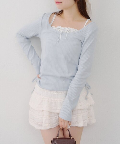 continuer de NICE CLAUP(コンティニューデナイスクラップ)の「ドッキングドロストロンT(Tシャツ/カットソー・レディース・オフホワイト/ブルー/ブラック・FREE)」の3枚目の写真