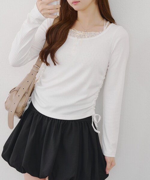 continuer de NICE CLAUP(コンティニューデナイスクラップ)の「ドッキングドロストロンT(Tシャツ/カットソー・レディース・オフホワイト/ブルー/ブラック・FREE)」の8枚目の写真