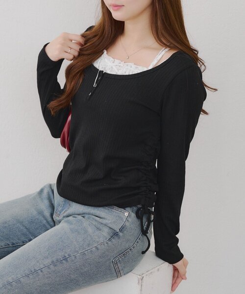 continuer de NICE CLAUP(コンティニューデナイスクラップ)の「ドッキングドロストロンT(Tシャツ/カットソー・レディース・オフホワイト/ブルー/ブラック・FREE)」の9枚目の写真