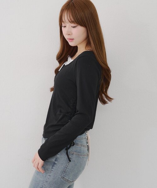 continuer de NICE CLAUP(コンティニューデナイスクラップ)の「ドッキングドロストロンT(Tシャツ/カットソー・レディース・オフホワイト/ブルー/ブラック・FREE)」の11枚目の写真