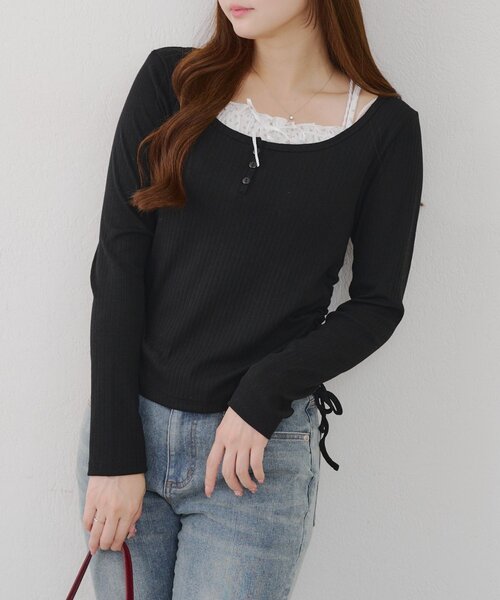 continuer de NICE CLAUP(コンティニューデナイスクラップ)の「ドッキングドロストロンT(Tシャツ/カットソー・レディース・オフホワイト/ブルー/ブラック・FREE)」の12枚目の写真