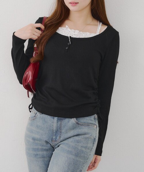 continuer de NICE CLAUP(コンティニューデナイスクラップ)の「ドッキングドロストロンT(Tシャツ/カットソー・レディース・オフホワイト/ブルー/ブラック・FREE)」の13枚目の写真