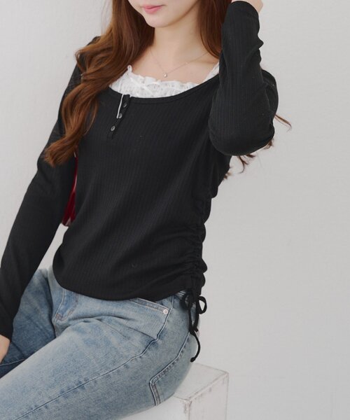 continuer de NICE CLAUP(コンティニューデナイスクラップ)の「ドッキングドロストロンT(Tシャツ/カットソー・レディース・オフホワイト/ブルー/ブラック・FREE)」の14枚目の写真