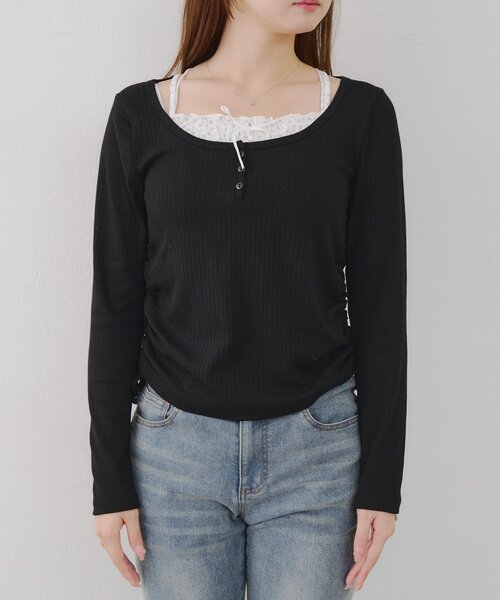 continuer de NICE CLAUP(コンティニューデナイスクラップ)の「ドッキングドロストロンT(Tシャツ/カットソー・レディース・オフホワイト/ブルー/ブラック・FREE)」の22枚目の写真