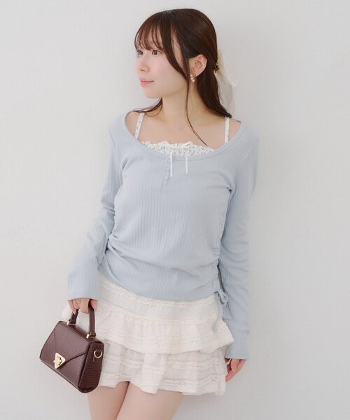 continuer de NICE CLAUP(コンティニューデナイスクラップ)の「ドッキングドロストロンT(Tシャツ/カットソー・レディース・オフホワイト/ブルー/ブラック・FREE)」の15枚目の写真