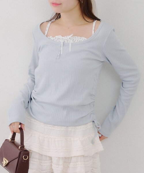continuer de NICE CLAUP(コンティニューデナイスクラップ)の「ドッキングドロストロンT(Tシャツ/カットソー・レディース・オフホワイト/ブルー/ブラック・FREE)」の16枚目の写真