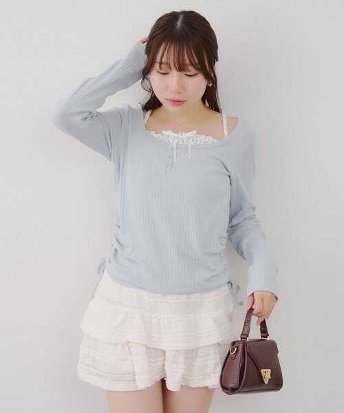 continuer de NICE CLAUP(コンティニューデナイスクラップ)の「ドッキングドロストロンT(Tシャツ/カットソー・レディース・オフホワイト/ブルー/ブラック・FREE)」の18枚目の写真