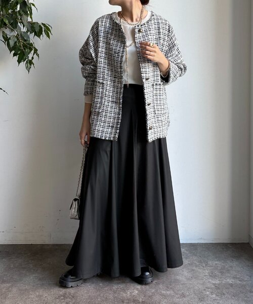 DouDou（ドゥドゥ）の「ツイードジャケット（その他アウター・レディース・ブラック/オフホワイト/ブラウン・FREE）」の4枚目の写真