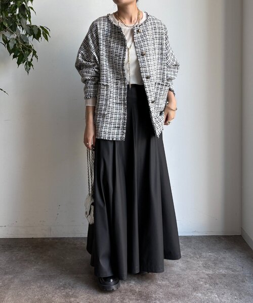 DouDou（ドゥドゥ）の「ツイードジャケット（その他アウター・レディース・ブラック/オフホワイト/ブラウン・FREE）」の5枚目の写真