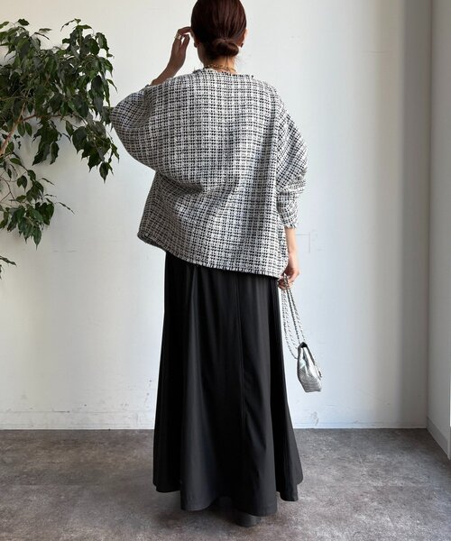 DouDou（ドゥドゥ）の「ツイードジャケット（その他アウター・レディース・ブラック/オフホワイト/ブラウン・FREE）」の8枚目の写真