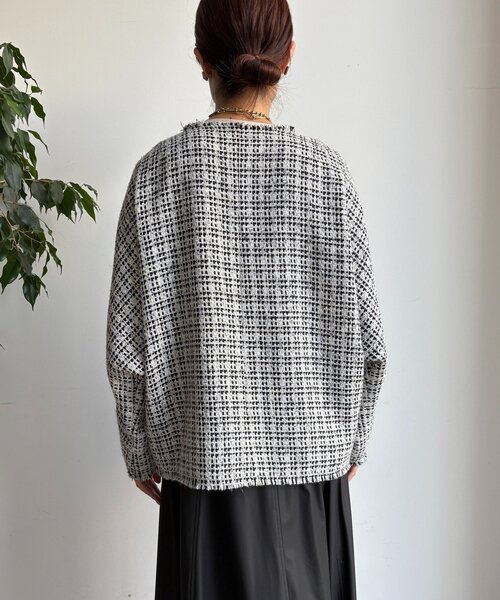 DouDou（ドゥドゥ）の「ツイードジャケット（その他アウター・レディース・ブラック/オフホワイト/ブラウン・FREE）」の15枚目の写真