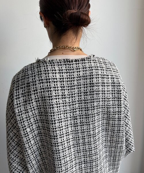 DouDou（ドゥドゥ）の「ツイードジャケット（その他アウター・レディース・ブラック/オフホワイト/ブラウン・FREE）」の16枚目の写真