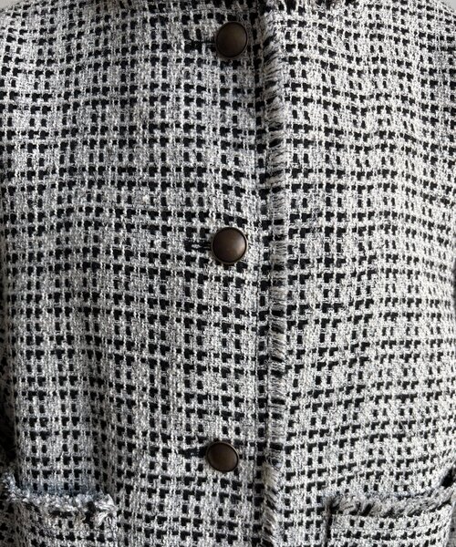 DouDou（ドゥドゥ）の「ツイードジャケット（その他アウター・レディース・ブラック/オフホワイト/ブラウン・FREE）」の22枚目の写真