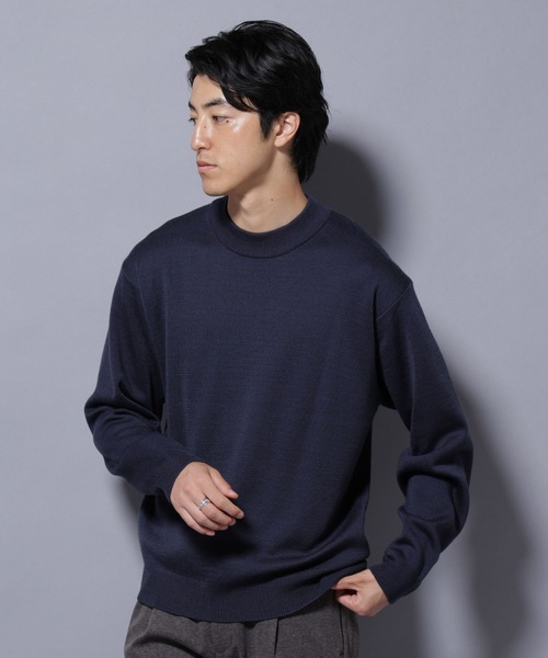 セール】タスマニアウールミックス ミラノリブリラックスモックネック