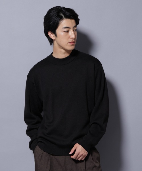 NANO universe（ナノユニバース）の「タスマニアウールミックス ミラノリブリラックスモックネックニット（ニット/セーター・メンズ・レッド/ブラック/トップグレー/ダークブルー・M/S/L）」の2枚目の写真