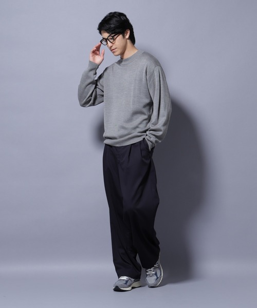 NANO universe（ナノユニバース）の「タスマニアウールミックス ミラノリブリラックスモックネックニット（ニット/セーター・メンズ・レッド/ブラック/トップグレー/ダークブルー・M/S/L）」の10枚目の写真