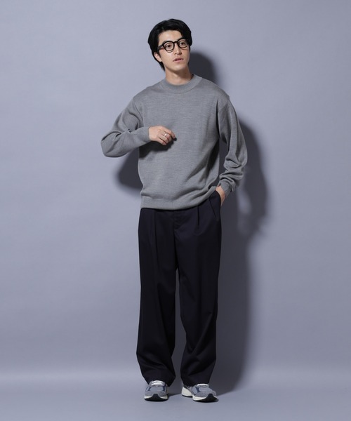 NANO universe（ナノユニバース）の「タスマニアウールミックス ミラノリブリラックスモックネックニット（ニット/セーター・メンズ・レッド/ブラック/トップグレー/ダークブルー・M/S/L）」の8枚目の写真