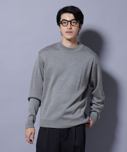 NANO universe（ナノユニバース）の「タスマニアウールミックス ミラノリブリラックスモックネックニット（ニット/セーター・メンズ・レッド/ブラック/トップグレー/ダークブルー・M/S/L）」の5枚目の写真