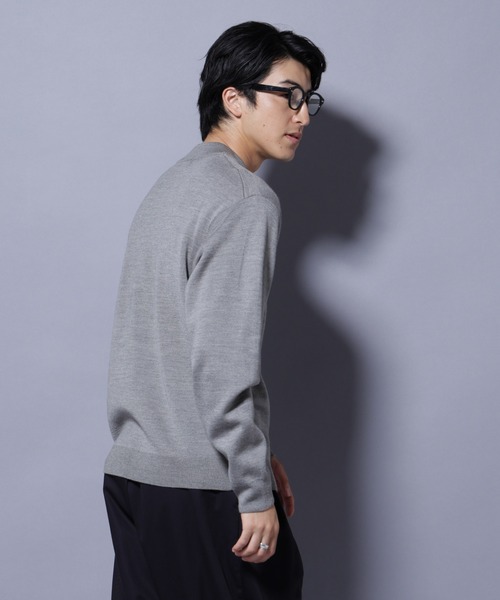 NANO universe（ナノユニバース）の「タスマニアウールミックス ミラノリブリラックスモックネックニット（ニット/セーター・メンズ・レッド/ブラック/トップグレー/ダークブルー・M/S/L）」の6枚目の写真