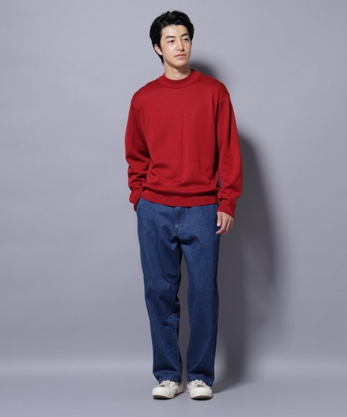 NANO universe（ナノユニバース）の「タスマニアウールミックス ミラノリブリラックスモックネックニット（ニット/セーター・メンズ・レッド/ブラック/トップグレー/ダークブルー・M/S/L）」の17枚目の写真