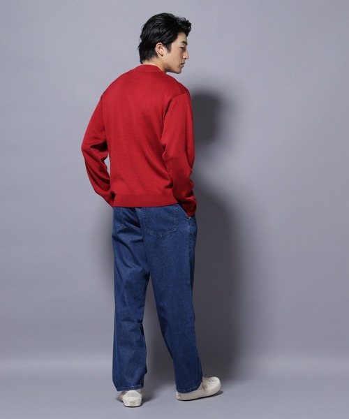 NANO universe（ナノユニバース）の「タスマニアウールミックス ミラノリブリラックスモックネックニット（ニット/セーター・メンズ・レッド/ブラック/トップグレー/ダークブルー・M/S/L）」の18枚目の写真