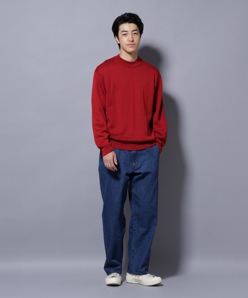 NANO universe（ナノユニバース）の「タスマニアウールミックス ミラノリブリラックスモックネックニット（ニット/セーター・メンズ・レッド/ブラック/トップグレー/ダークブルー・M/S/L）」の15枚目の写真