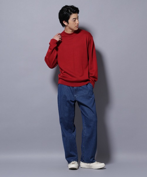 NANO universe（ナノユニバース）の「タスマニアウールミックス ミラノリブリラックスモックネックニット（ニット/セーター・メンズ・レッド/ブラック/トップグレー/ダークブルー・M/S/L）」の16枚目の写真