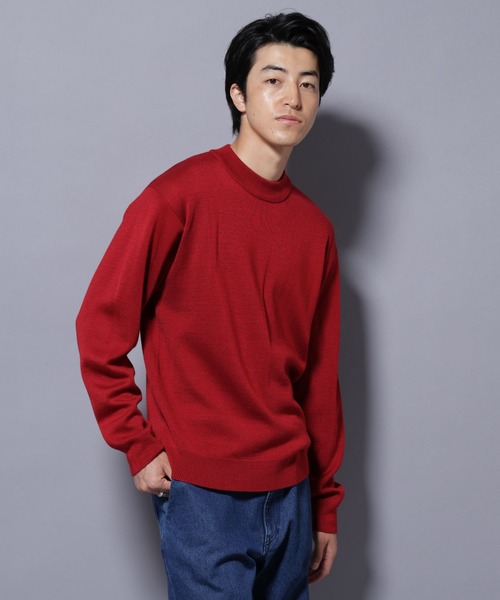 NANO universe（ナノユニバース）の「タスマニアウールミックス ミラノリブリラックスモックネックニット（ニット/セーター・メンズ・レッド/ブラック/トップグレー/ダークブルー・M/S/L）」の12枚目の写真