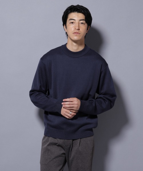 NANO universe（ナノユニバース）の「タスマニアウールミックス ミラノリブリラックスモックネックニット（ニット/セーター・メンズ・レッド/ブラック/トップグレー/ダークブルー・M/S/L）」の19枚目の写真