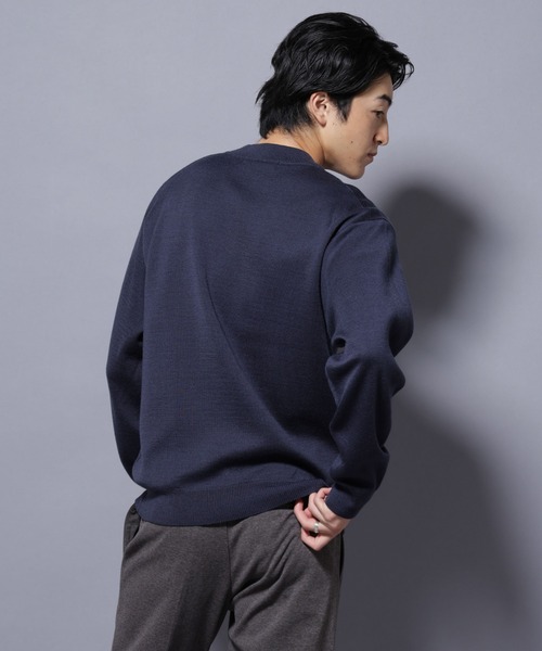 NANO universe（ナノユニバース）の「タスマニアウールミックス ミラノリブリラックスモックネックニット（ニット/セーター・メンズ・レッド/ブラック/トップグレー/ダークブルー・M/S/L）」の22枚目の写真