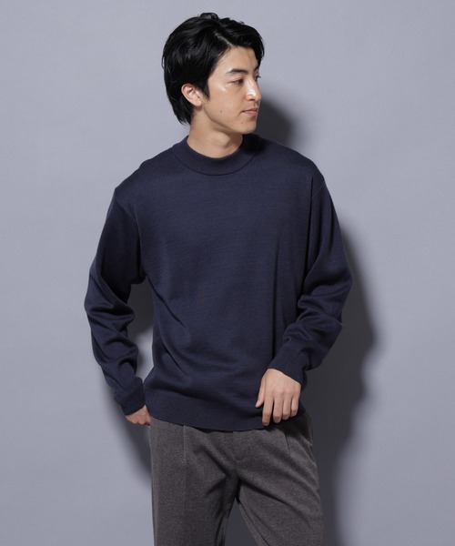 NANO universe（ナノユニバース）の「タスマニアウールミックス ミラノリブリラックスモックネックニット（ニット/セーター・メンズ・レッド/ブラック/トップグレー/ダークブルー・M/S/L）」の20枚目の写真