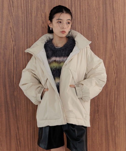 ボリュームショートモンスターコート　アイボリー LOWRYS FARM（ローリーズファーム） ブルゾン ジャンバー ボリューム