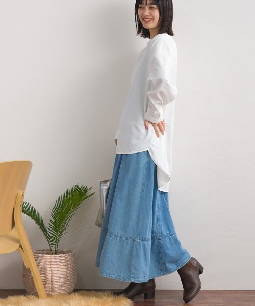OMNES(オムネス)の「テックコットンクルーネック裾ラウンドブラウス(シャツ/ブラウス・レディース・ホワイト/ブラック/ベージュ/イエロー/グリーン/ブルー系その他/ネイビー系・FREE)」の9枚目の写真