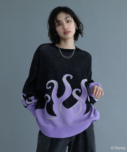 Disney（ディズニー）の「VILLAINS/アースラ/ジャガードニット（ニット/セーター・レディース・パープル・FREE）」の4枚目の写真