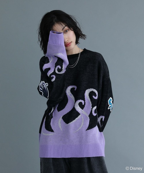 Disney（ディズニー）の「VILLAINS/アースラ/ジャガードニット（ニット/セーター・レディース・パープル・FREE）」の5枚目の写真