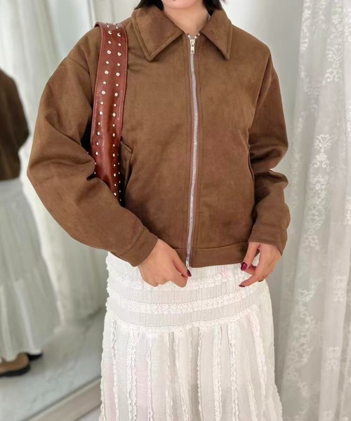 mebole(メボレ)の「Vintage Suede Zip Jacket(ブルゾン・レディース・ブラウン・FREE)」の4枚目の写真