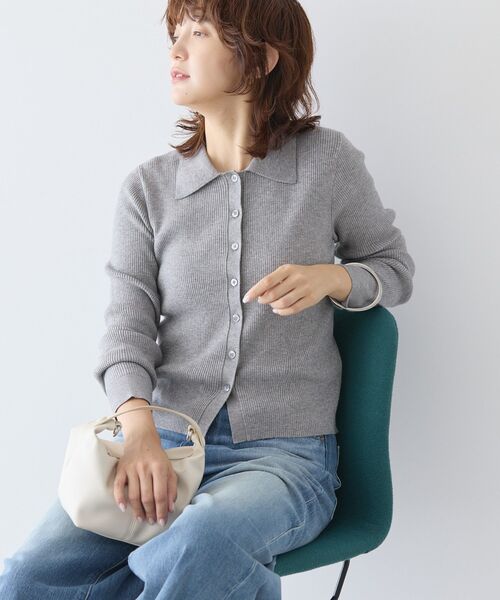 バイパチ襟付き前あきリブプルオーバー（ニット/セーター