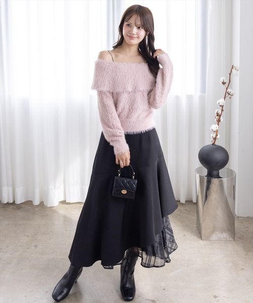 clear（クリア）の「肩ビジューフェザーオフショルニットトップス[大人 フェミニン 上品]≪AW新作≫（ニット/セーター・レディース・ミント/ボルドー/ブラウン/グレー/アイボリー/ブラック/ピンクベージュ・F）」の10枚目の写真