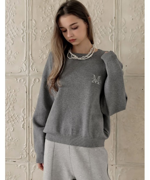 MEISM（ミズム）の「[MEISM by Re:EDIT][2025AW PRE ORDER]ワンポイント刺繍ロゴエンブレムニットトップス（ニット/セーター・レディース・グレー/アイボリー/ブラック・LARGE/MEDIUM）」の7枚目の写真