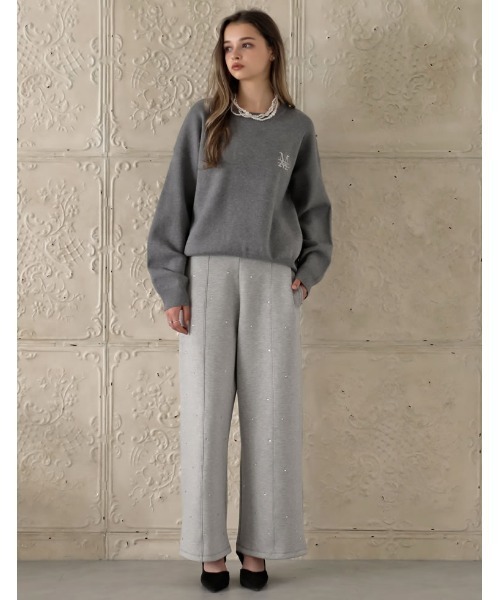 MEISM（ミズム）の「[MEISM by Re:EDIT][2025AW PRE ORDER]ワンポイント刺繍ロゴエンブレムニットトップス（ニット/セーター・レディース・グレー/アイボリー/ブラック・LARGE/MEDIUM）」の4枚目の写真
